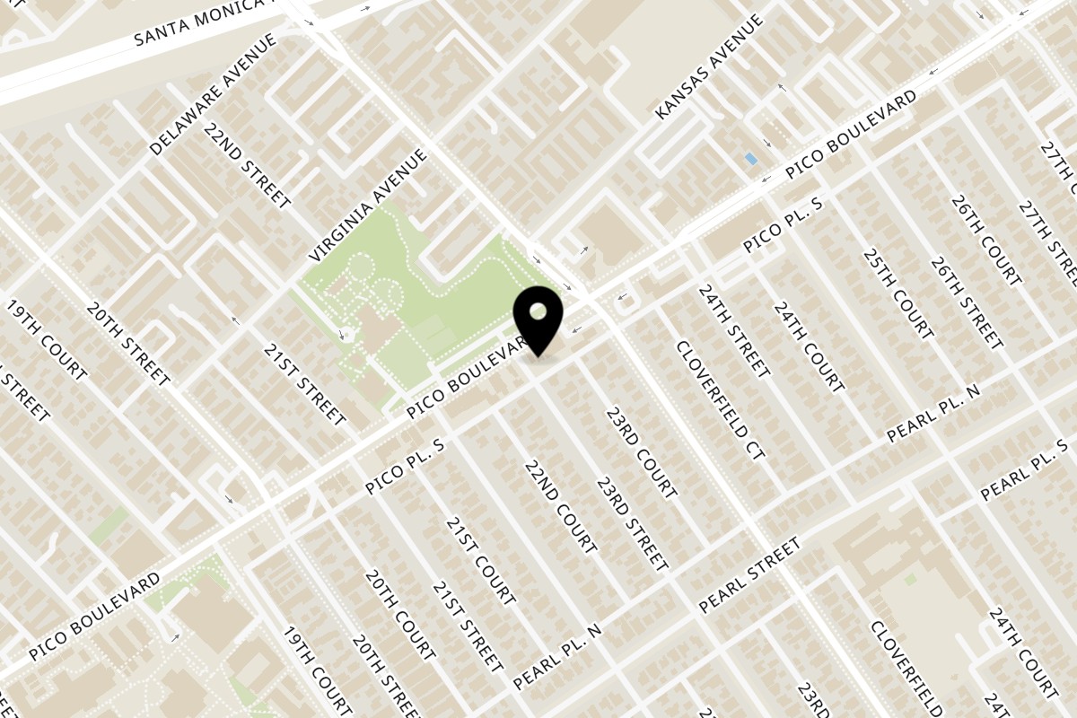 Map showing the location of Lazy Daisy - Mar Vista Santa Monica on 2300 Pico Blvd in Santa Monica