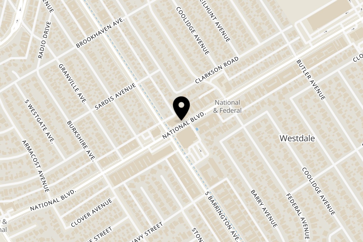 Map showing the location of Lazy Daisy - Mar Vista Lazy Daisy - Mar Vista on 11677 National Blvd in Los Angeles